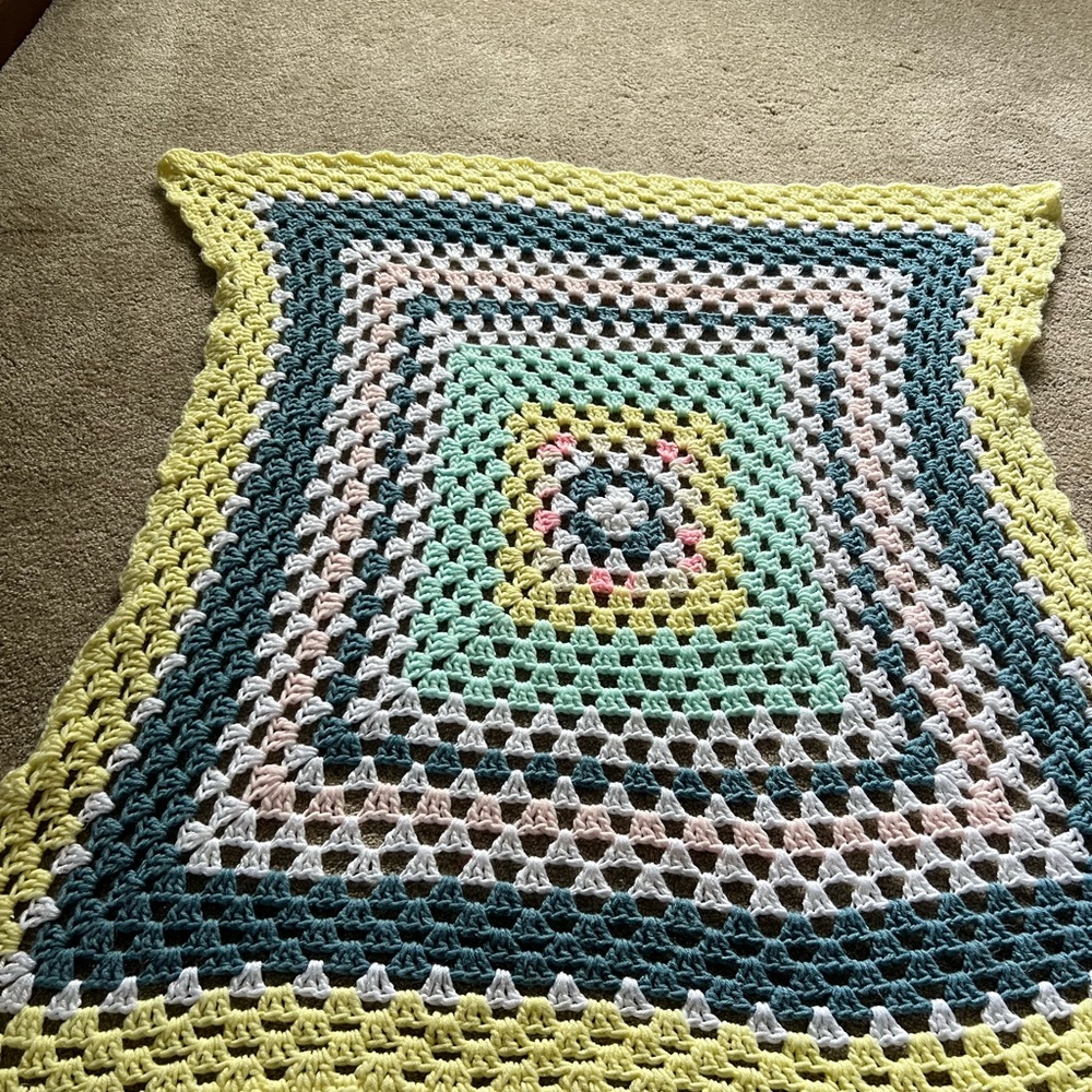 Handmade Crochet Blanket with Multicolor Pattern